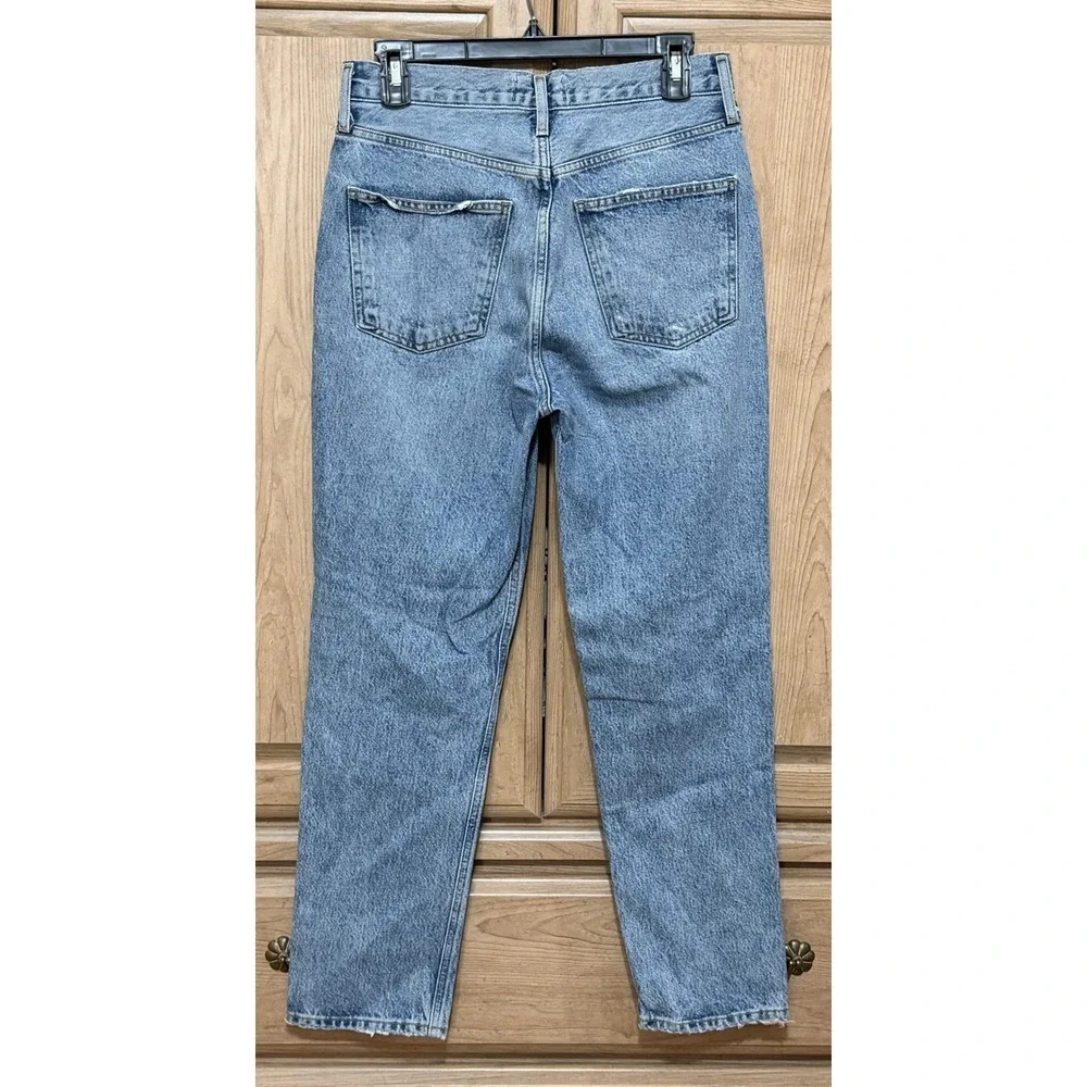 Agolde 90s Mid Rise Loose Fit Jeans Women's 27 Blue Denim Distressed Button Fly